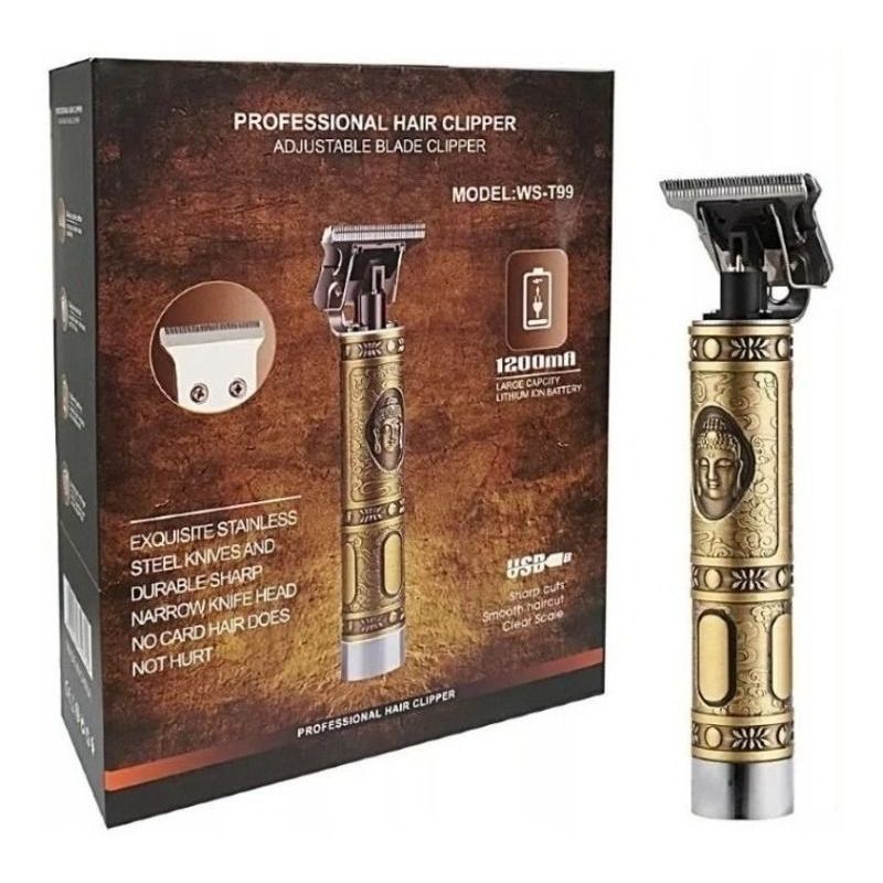 GENERICO - Maquina Buda Recortadora Patillera Recargable Color Dorado 110v