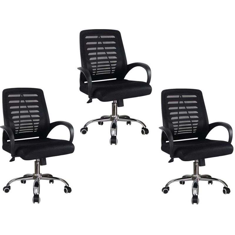 MOBLIHOUSE - Set X3 Silla Promoción Secretarial Pirámide Negra