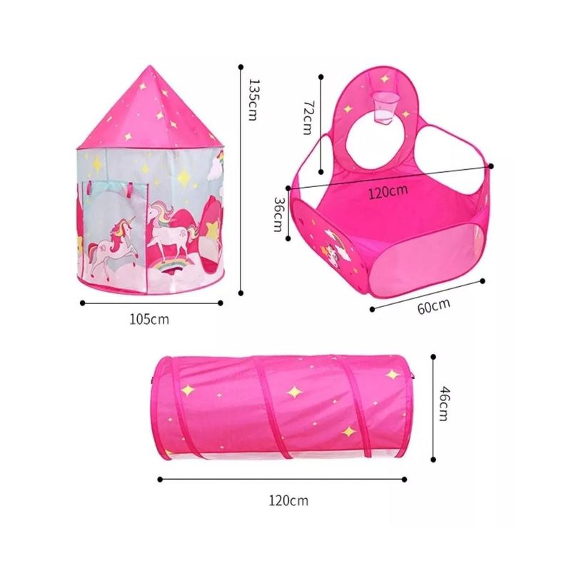 GENERICO - Piscina De Pelotas Carpa Tunel Parque Infantil Juego Niños Color Rosa
