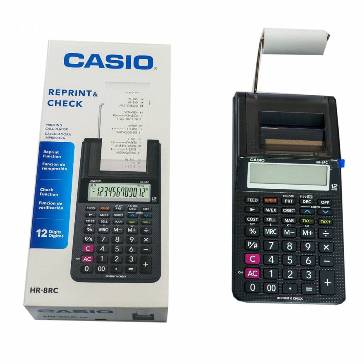 CASIO - CALCULADORA SUMADORA DE ROLLO CASIO HR 8 12 DIGITOS