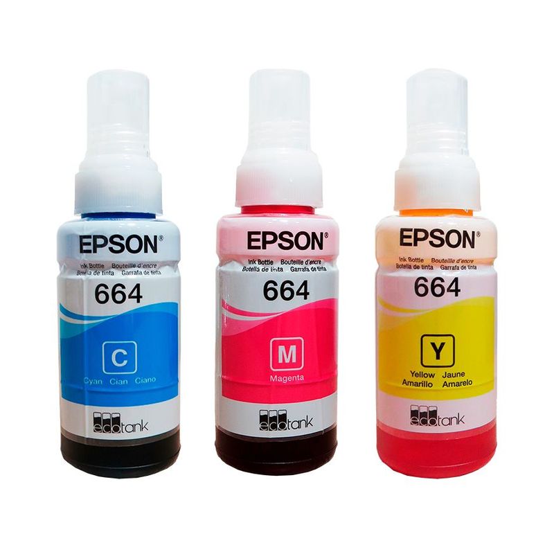 EPSON - Tinta Epson 664 para impresoras l210 l355 l365 l555 l575 kitX3 colores