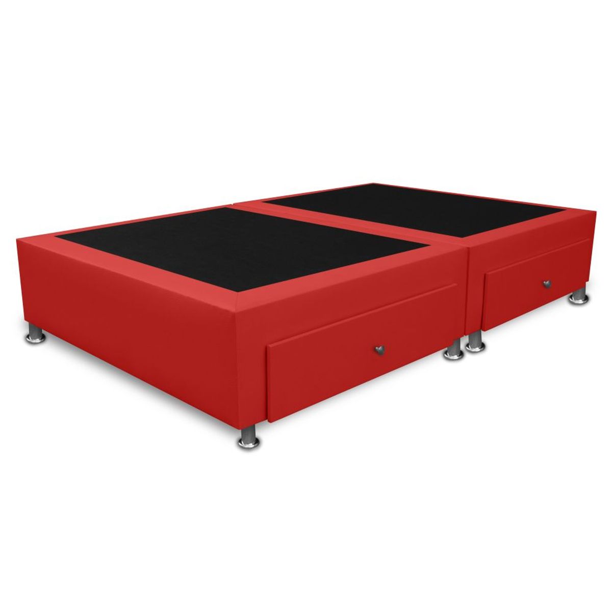 MAGIC CLASS - BASE CAMA DIVIDIDA CON 4 CAJONES LATERALES 120x190 ECOCUERO ROJO.