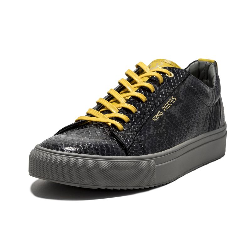 VIOLA - Tenis en Cuero Argentino NegroxAmarillo VIOLA Buchem
