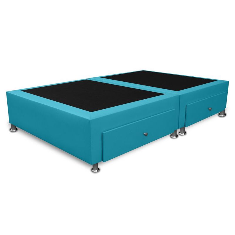 MAGIC CLASS - BASE CAMA DIVIDIDA CON 4 CAJONES LATERALES 120x190 MICROFIBRA AZUL.