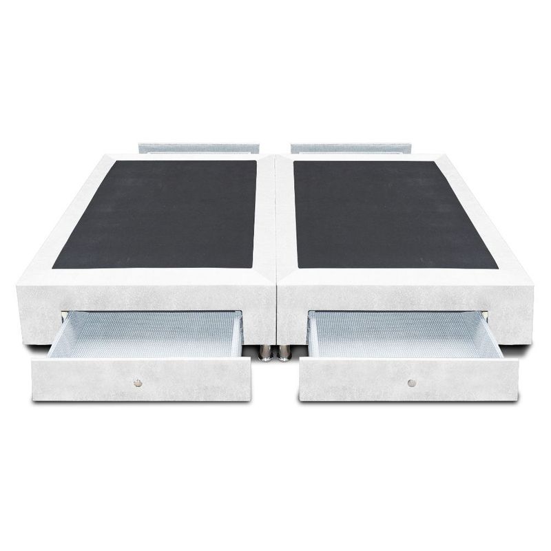 MAGIC CLASS - BASE CAMA DIVIDIDA CON 4 CAJONES LATERALES 140x190 ECOCUERO BLANCO.
