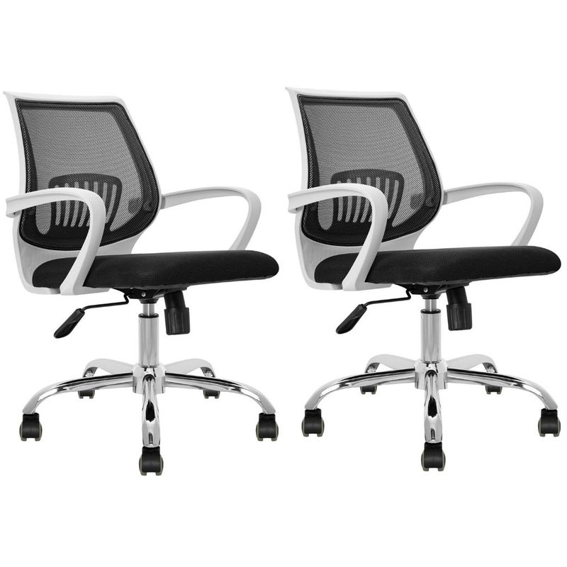 MOBLIHOUSE - Set X2 Silla Secretarial Superior Blanca Negra Moblihouse