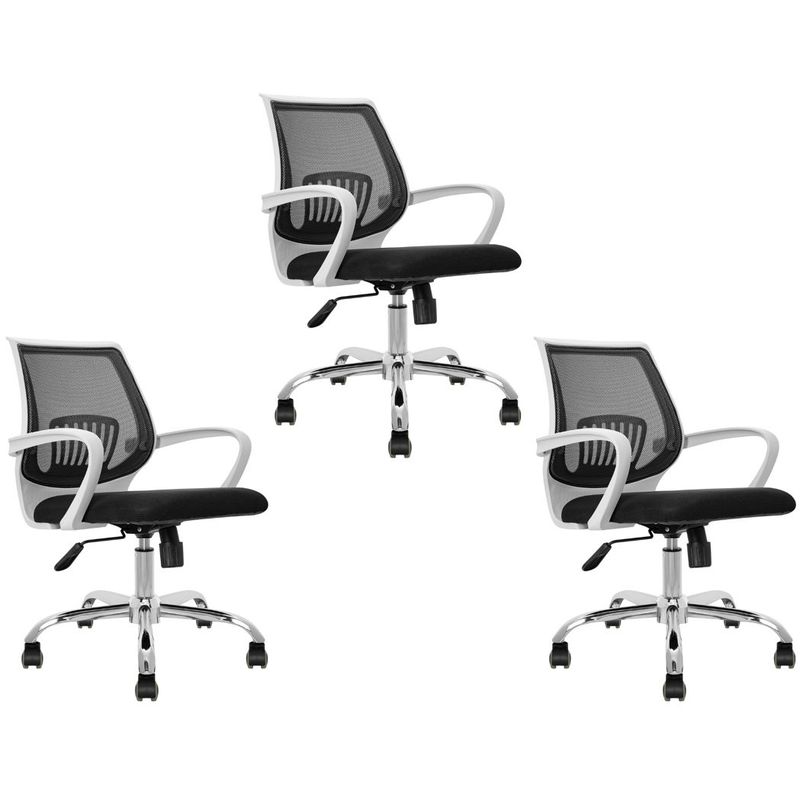 MOBLIHOUSE - Set X3 Silla Secretarial Superior Blanca Negra Moblihouse