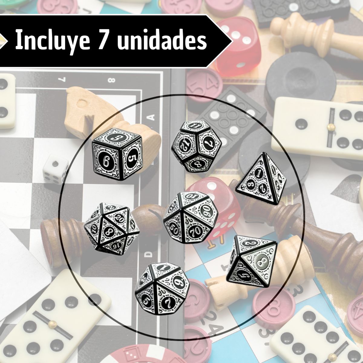 GENERICO - Set De Dados Poliédricos Para Juegos De Mesa Rol X7 Unidades