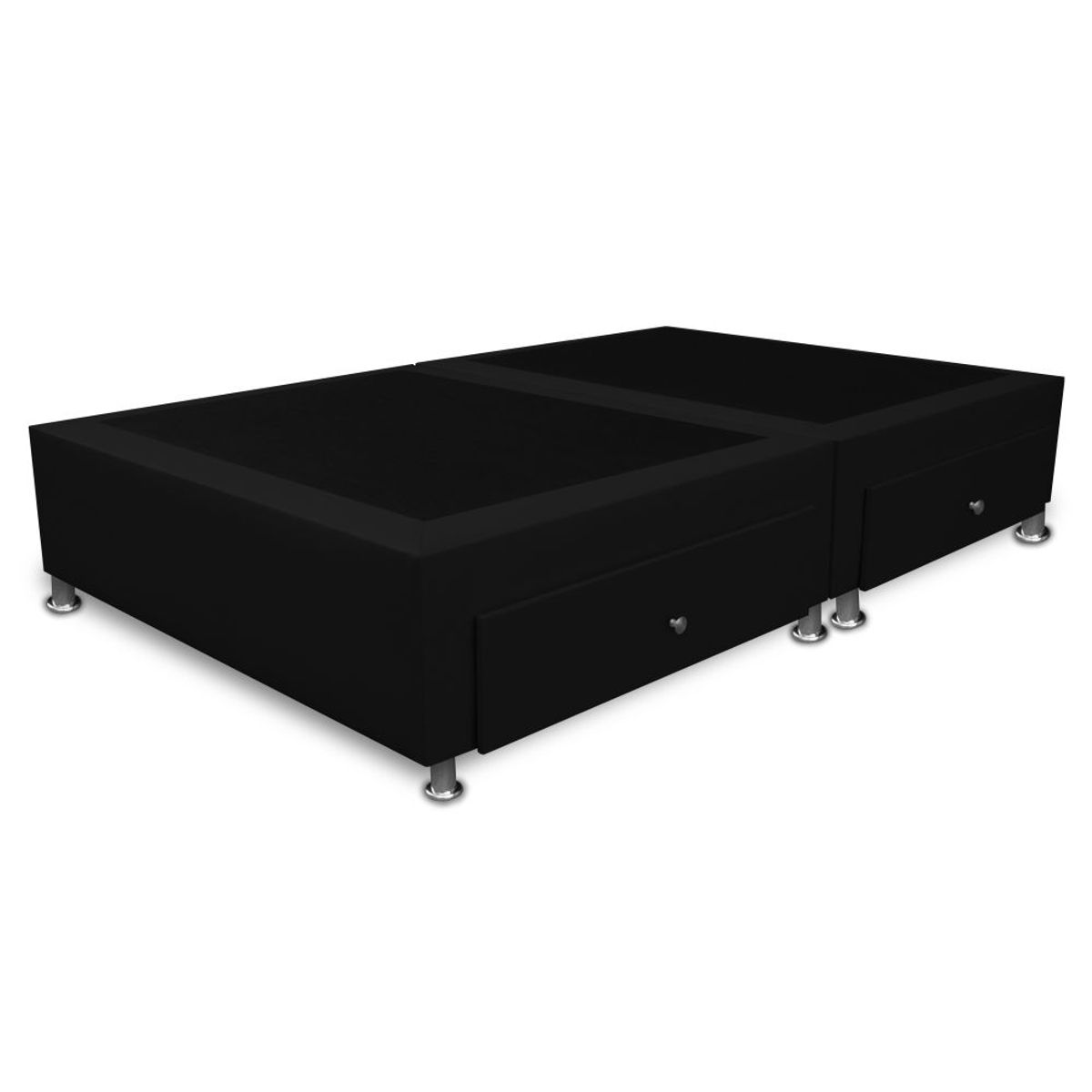 MAGIC CLASS - BASE CAMA DIVIDIDA CON 4 CAJONES LATERALES 140x190 ECOCUERO NEGRO.