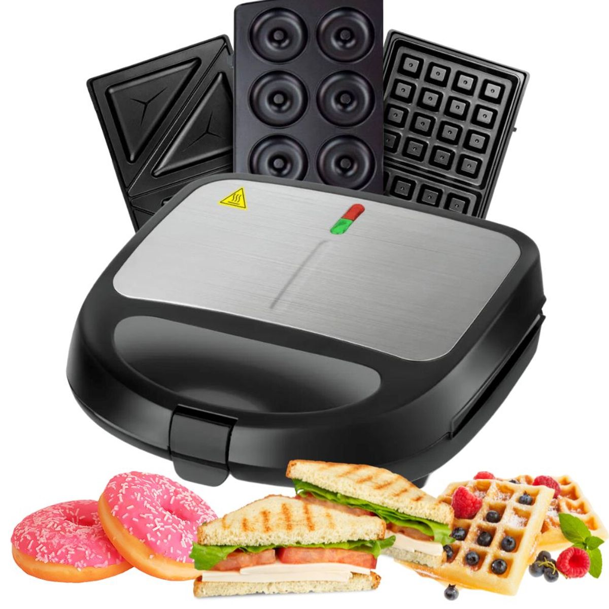 GENERICO - Sandwichera Waflera Y Donera Antiadherente Maquina 3 En 1