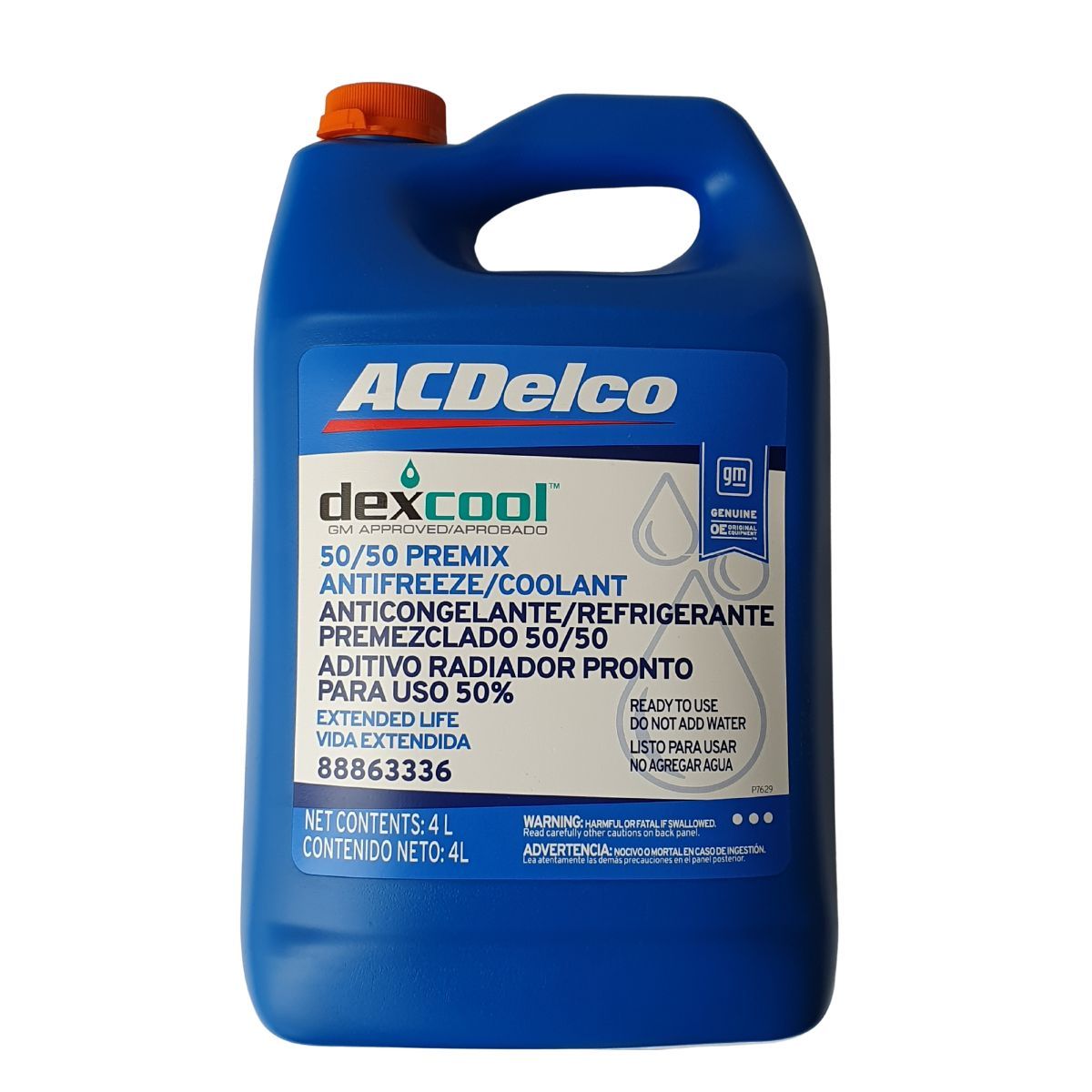 ACDELCO - Refrigerante Acdelco Naranja Dexcool 50/50 Cantidad 4 Litros