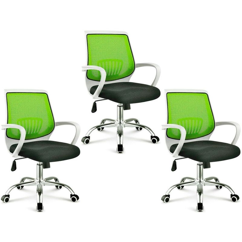 MOBLIHOUSE - Set X3 Silla Secretarial Superior Blanca Verde Moblihouse