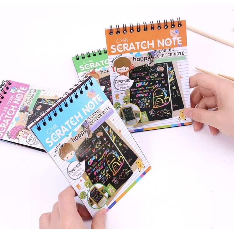 AGUGU STORE - Papel Bloc De Notas Scratch Rasgado Rainbow Paquete X 6