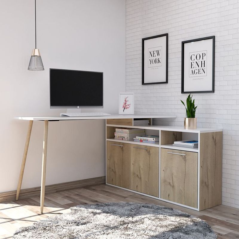 RTA MUEBLES - Escritorio singapur 130 Duna Blanco edb 8912