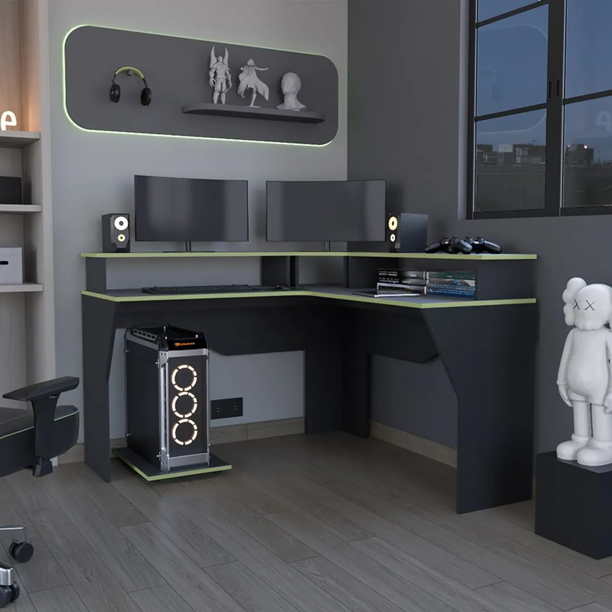 RTA MUEBLES - Escritorio gamer guma blanco/wengue elw 9614_._.