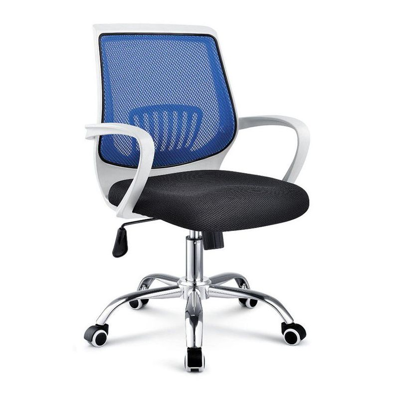 MOBLIHOUSE - Silla Secretarial Superior Blanca Azul Moblihouse