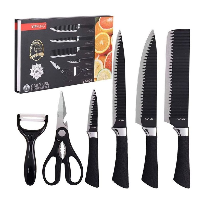 ZHOPI CO - Juego Set Cuchillos 6 Piezas Con Pelador