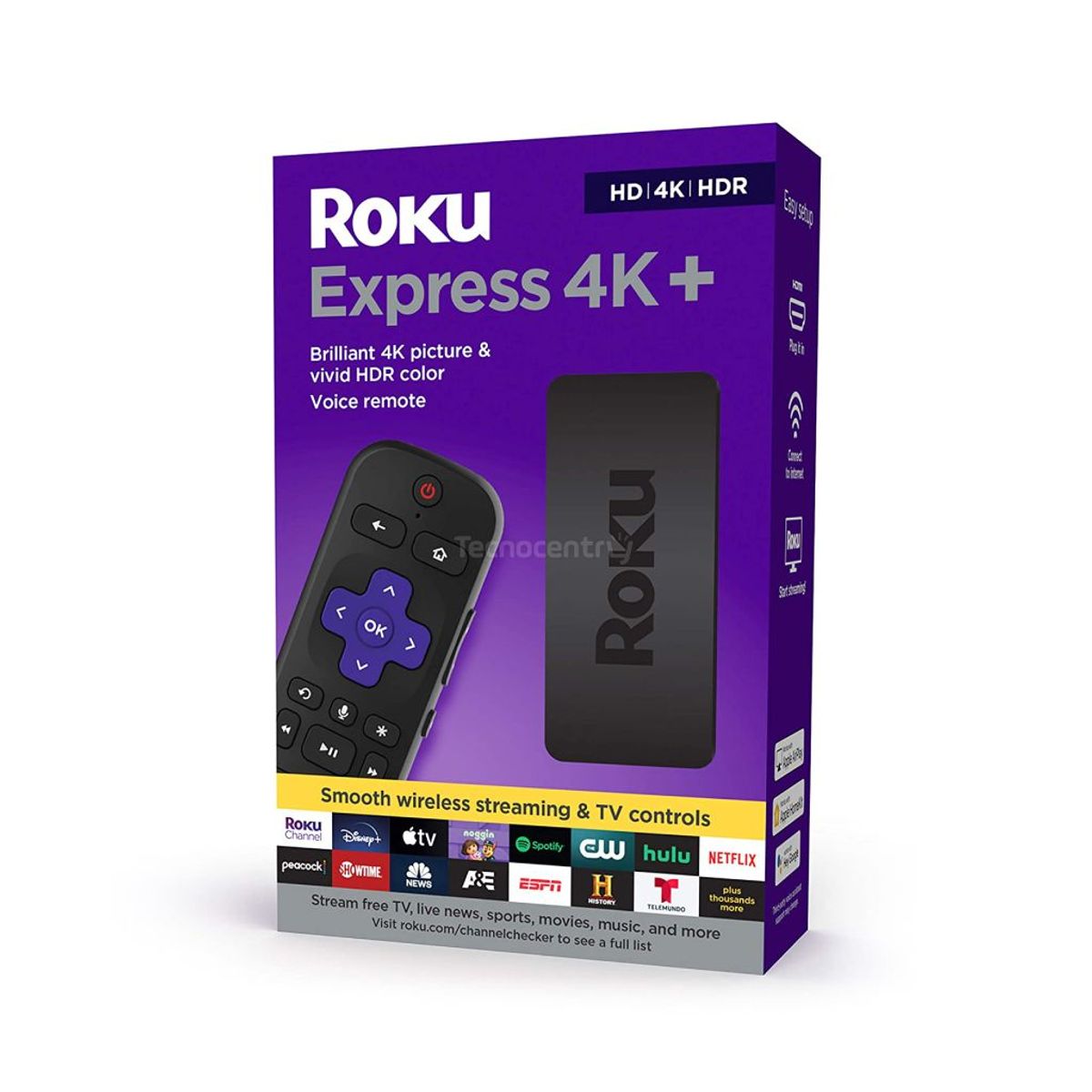 ROKU - Roku Express 4k + Hd 3941 De Voz Negro