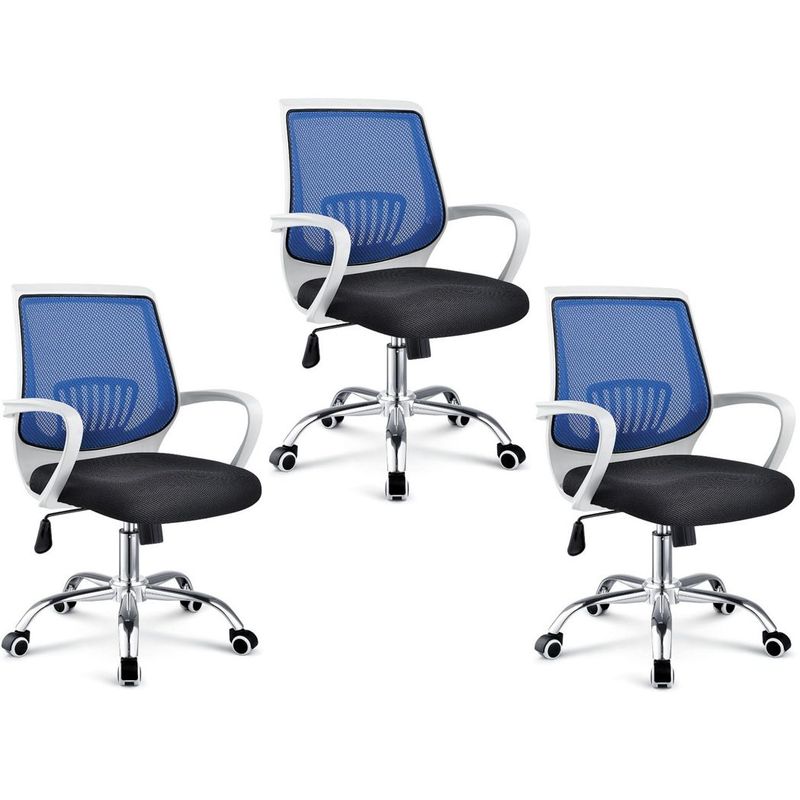 MOBLIHOUSE - Set X3 Silla Secretarial Superior Blanca Azul Moblihouse