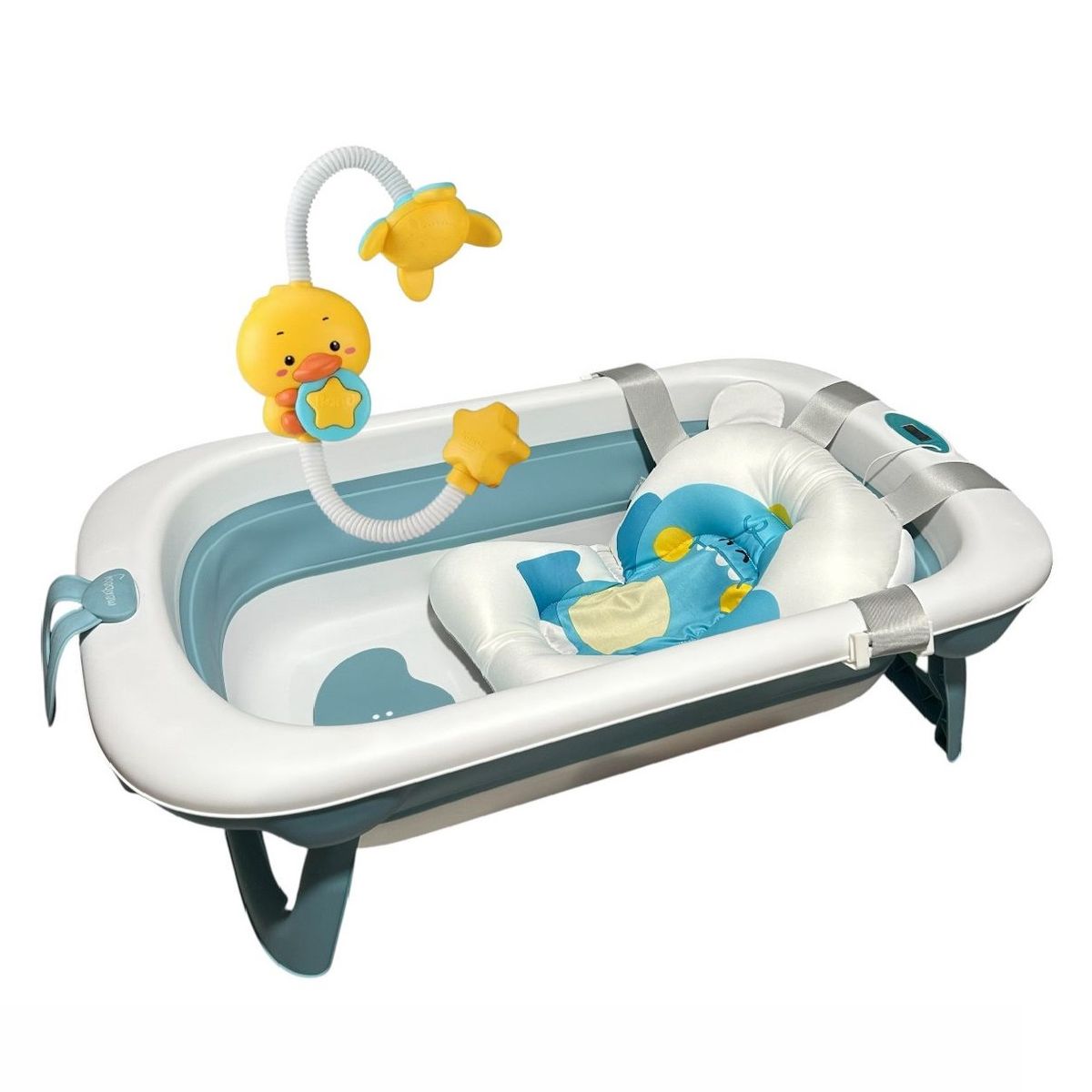 MAXIBABY - Bañera Plegable Con Sensor De Temperatura Malla Y Ducha Bebe
