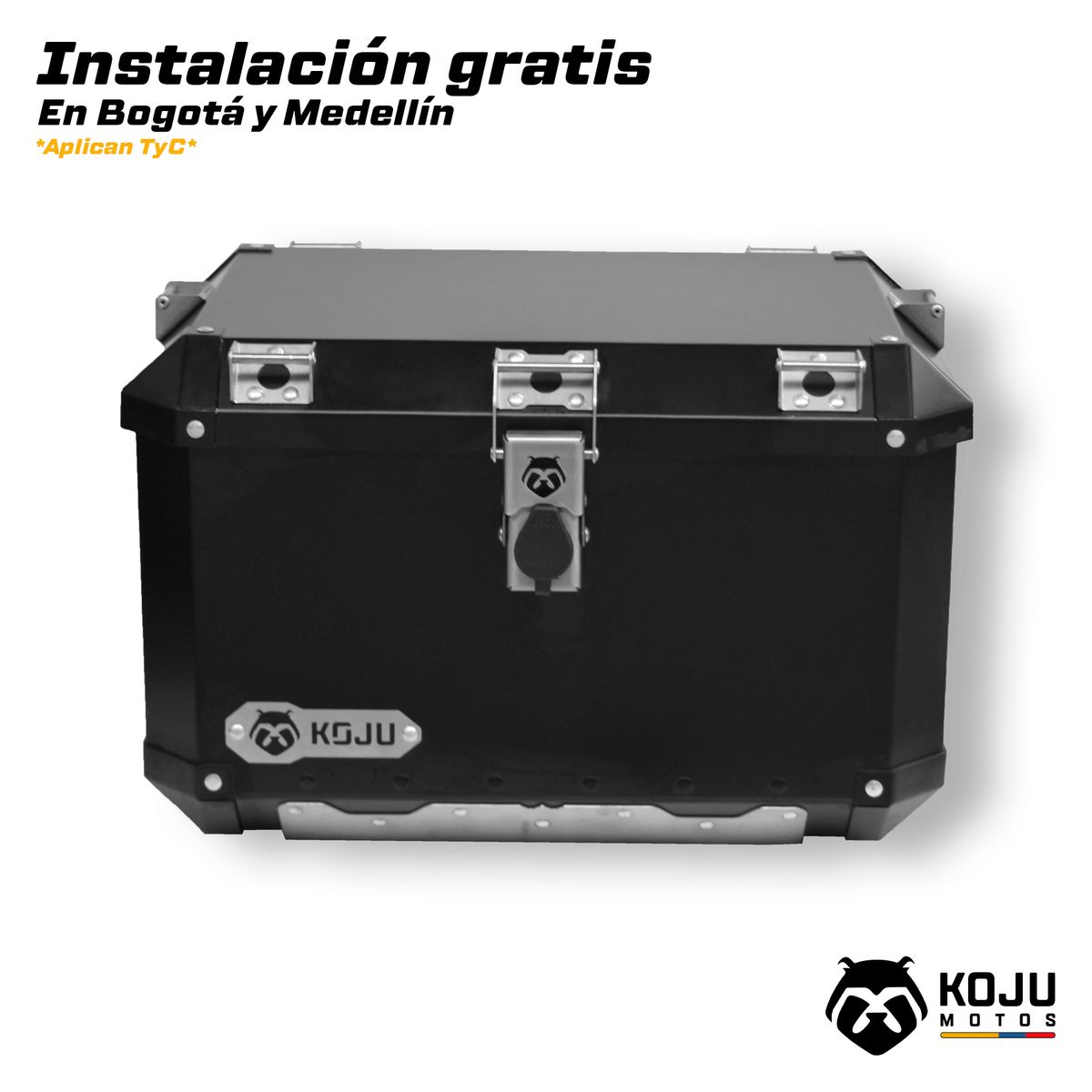 KOJU - Maletero en aluminio para moto-47L tono NEGRO marca KOJU