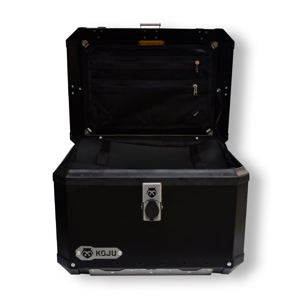 KOJU - Maletero en aluminio para moto-47L NEGRO con accesorios KOJU