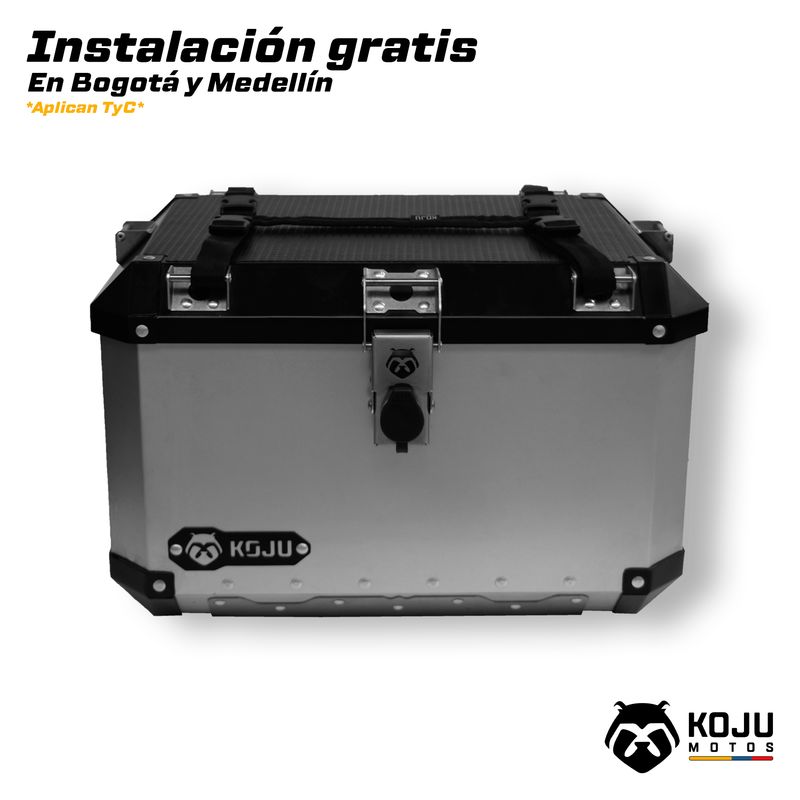 KOJU - Maletero en aluminio para moto-47L con accesorios KOJU