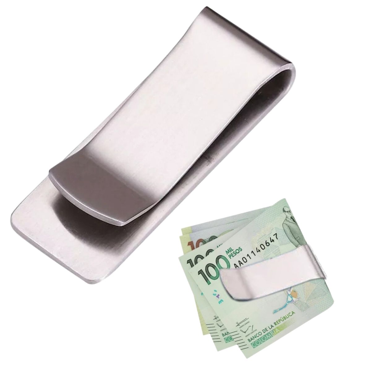 GENERICO - Clip Gancho Sujeta Billetes Acero Inoxidable