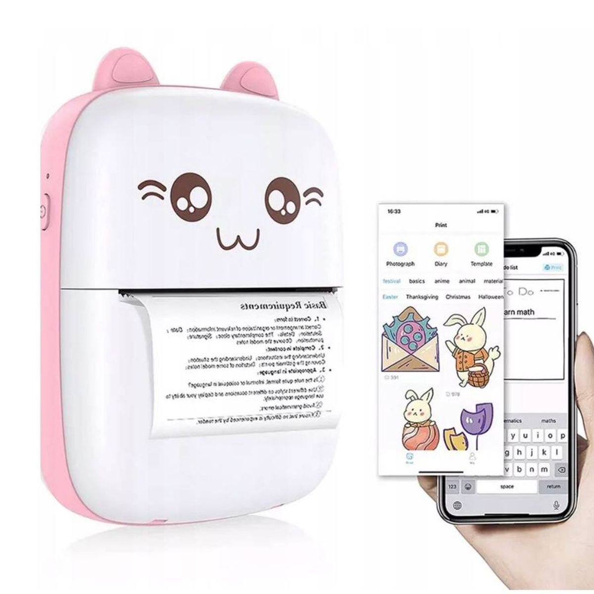 ONE PIXEL - Mini Impresora Portatil Bluethooth Para Celular Rosada