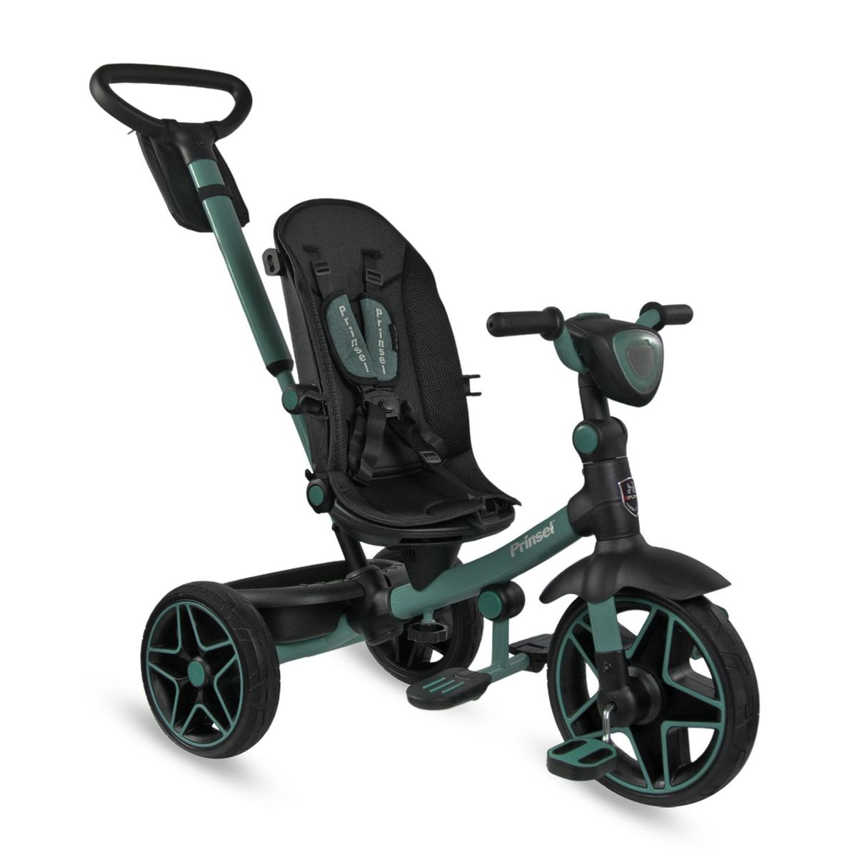 PRINSEL - Triciclo Paseador niños Reclinable Gira360 Lueces Bluetooth