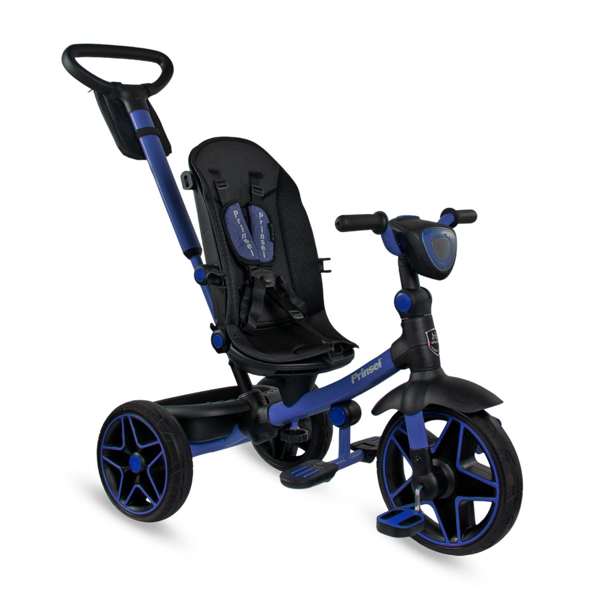 PRINSEL - Triciclo Paseador niños Reclinable Gira360 Azul Bluetooth