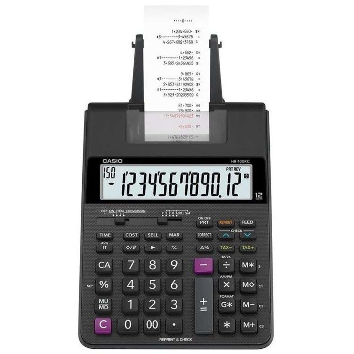 CASIO - SUMADORA DE ROLLO CASIO HR100 12 DIGITOS MAS ADAPTADOR