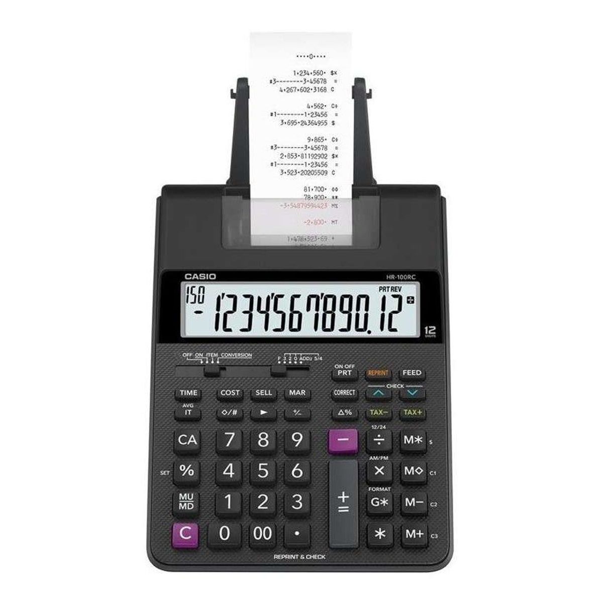 CASIO - SUMADORA DE ROLLO CASIO HR100 12 DIGITOS MAS ADAPTADOR