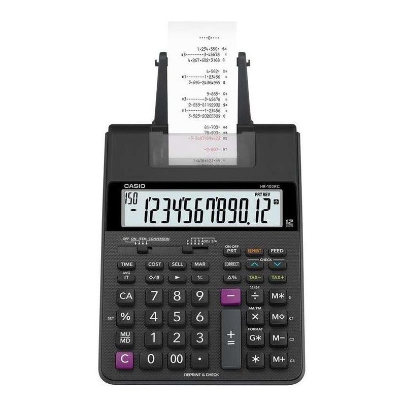 CASIO - SUMADORA DE ROLLO CASIO HR100 12 DIGITOS MAS ADAPTADOR