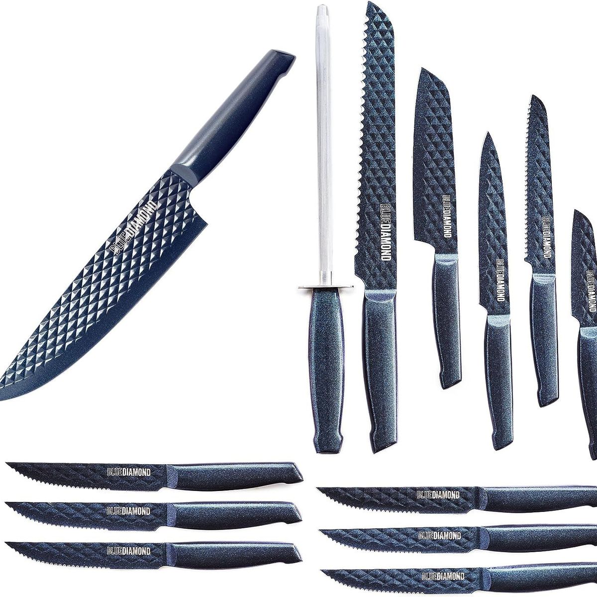 DIAMOND - Set Cuchillos Acero Inoxidable Azul Diamond 14 Piezas