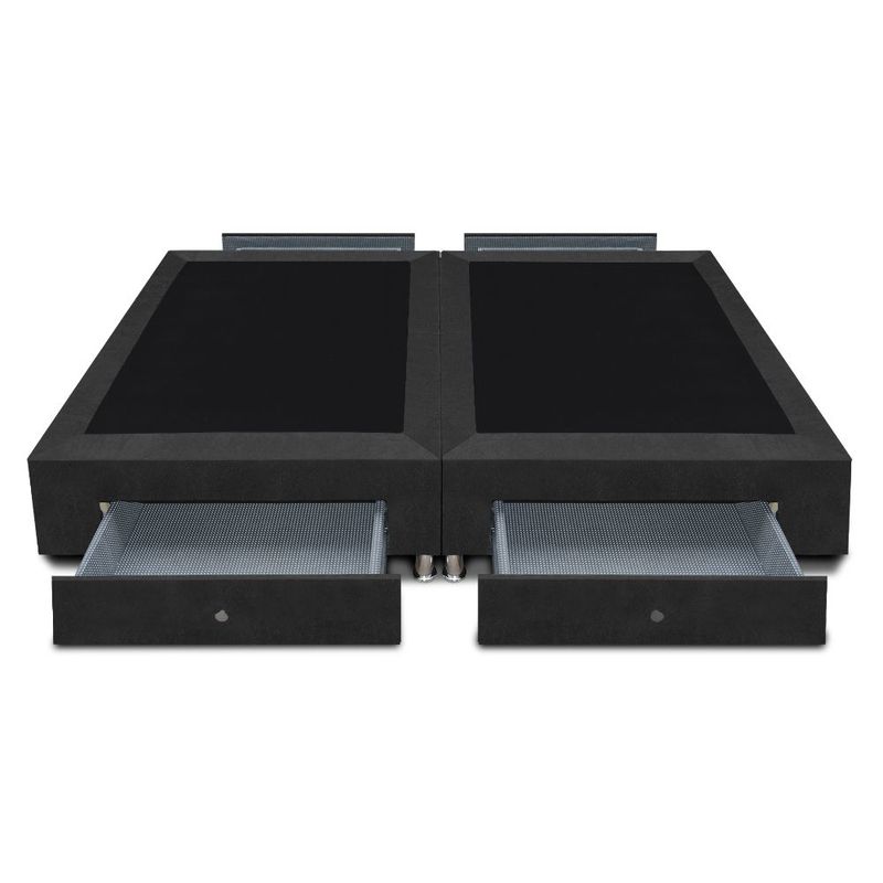 MAGIC CLASS - BASE CAMA DIVIDIDA CON 4 CAJONES LATERALES 160x190 MICROFIBRA NEGRO.