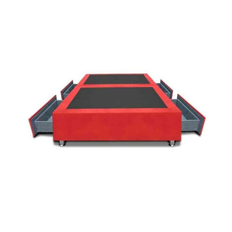 MAGIC CLASS - BASE CAMA DIVIDIDA CON 4 CAJONES LATERALES 160x190 MICROFIBRA ROJO.