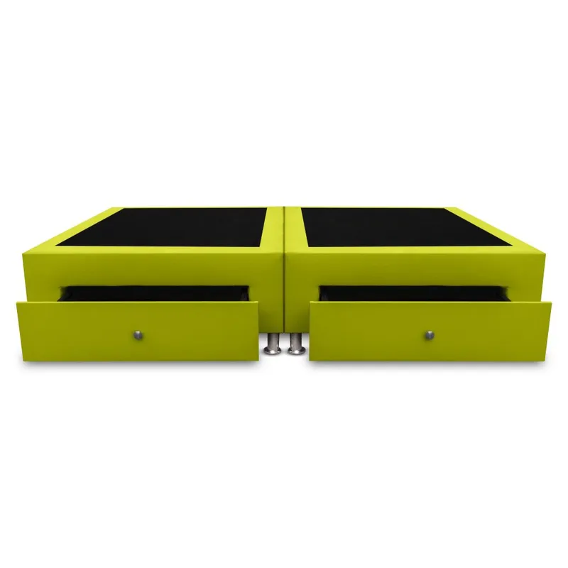 MAGIC CLASS - BASE CAMA DIVIDIDA CON 4 CAJONES LATERALES 160x190 MICROFIBRA VERDE.