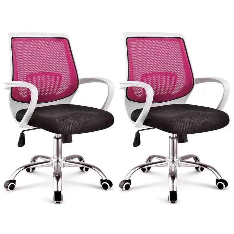 MOBLIHOUSE - Set X2 Silla Secretarial Superior Blanca Fucsia Moblihouse
