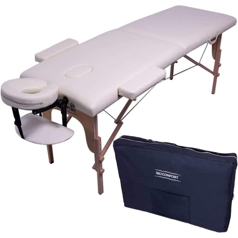 NANOFORT - Camilla para masaje plegable portátil y reclinable color claro