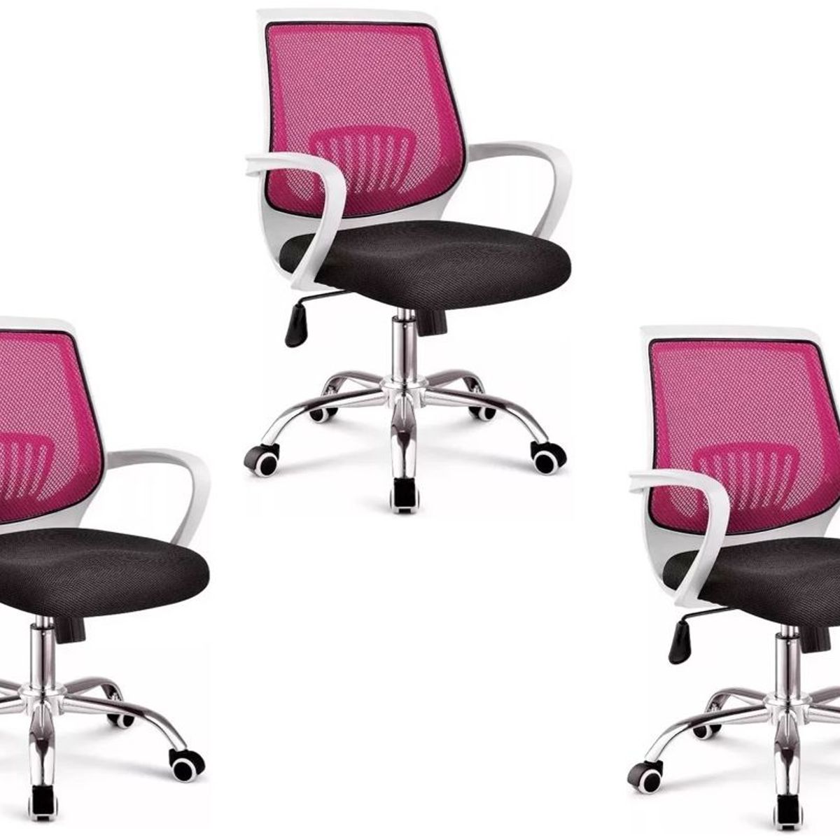 MOBLIHOUSE - Set X3 Silla Secretarial Superior Blanca Fucsia Moblihouse