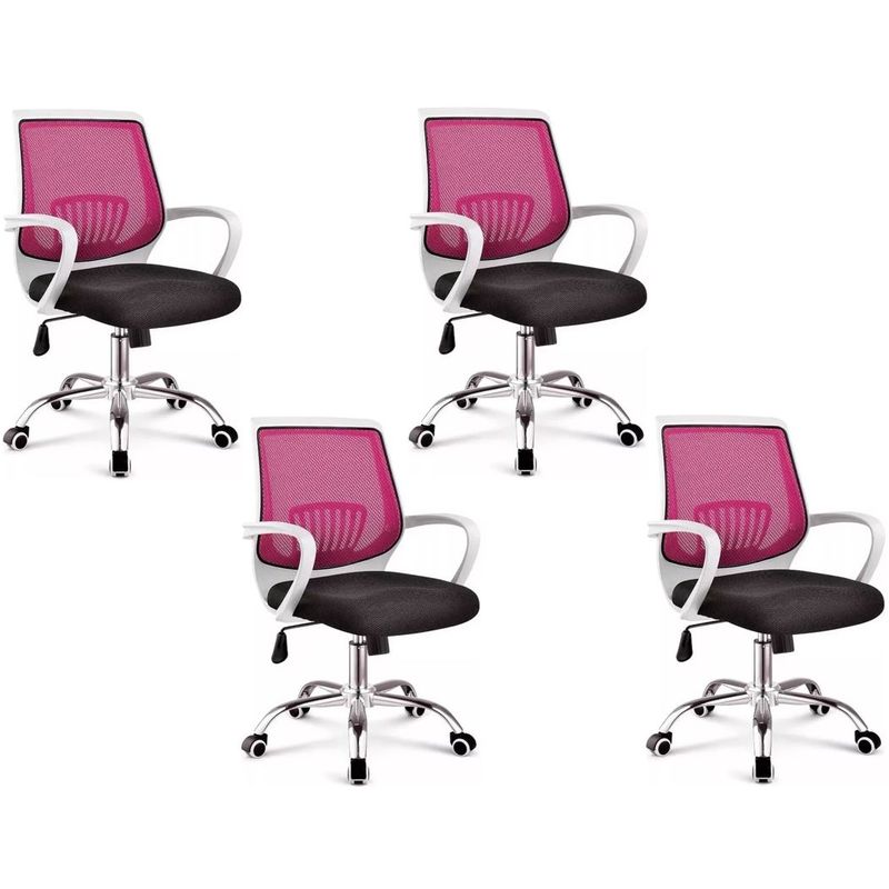 MOBLIHOUSE - Set X4 Silla Secretarial Superior Blanca Fucsia Moblihouse