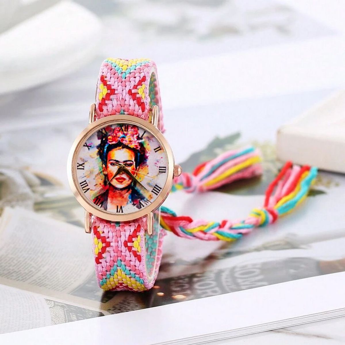 DAYOSHOP - Reloj Frida Color Tejido Hilo Artesanal Mujer Dama  Estuche