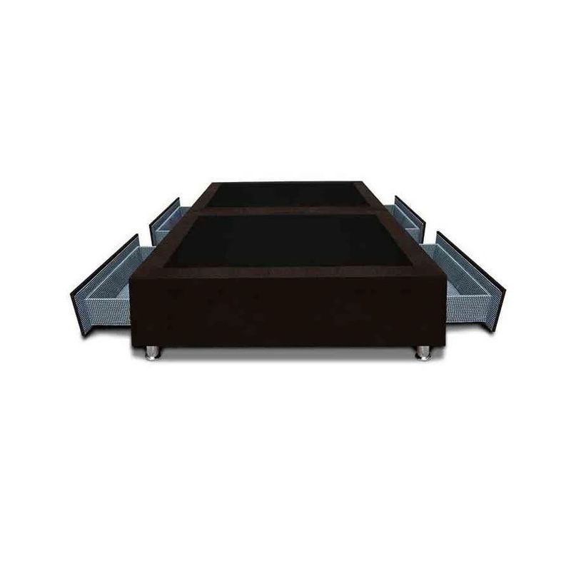 MAGIC CLASS - BASE CAMA DIVIDIDA CON 4 CAJONES LATERALES 200x200 ECOCUERO CAFÉ.