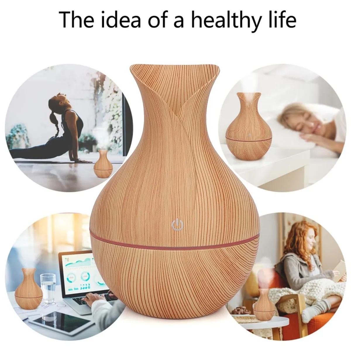 ONE PIXEL - Difusor Humidificador De Aromas Madera Jarron ONE PIXEL