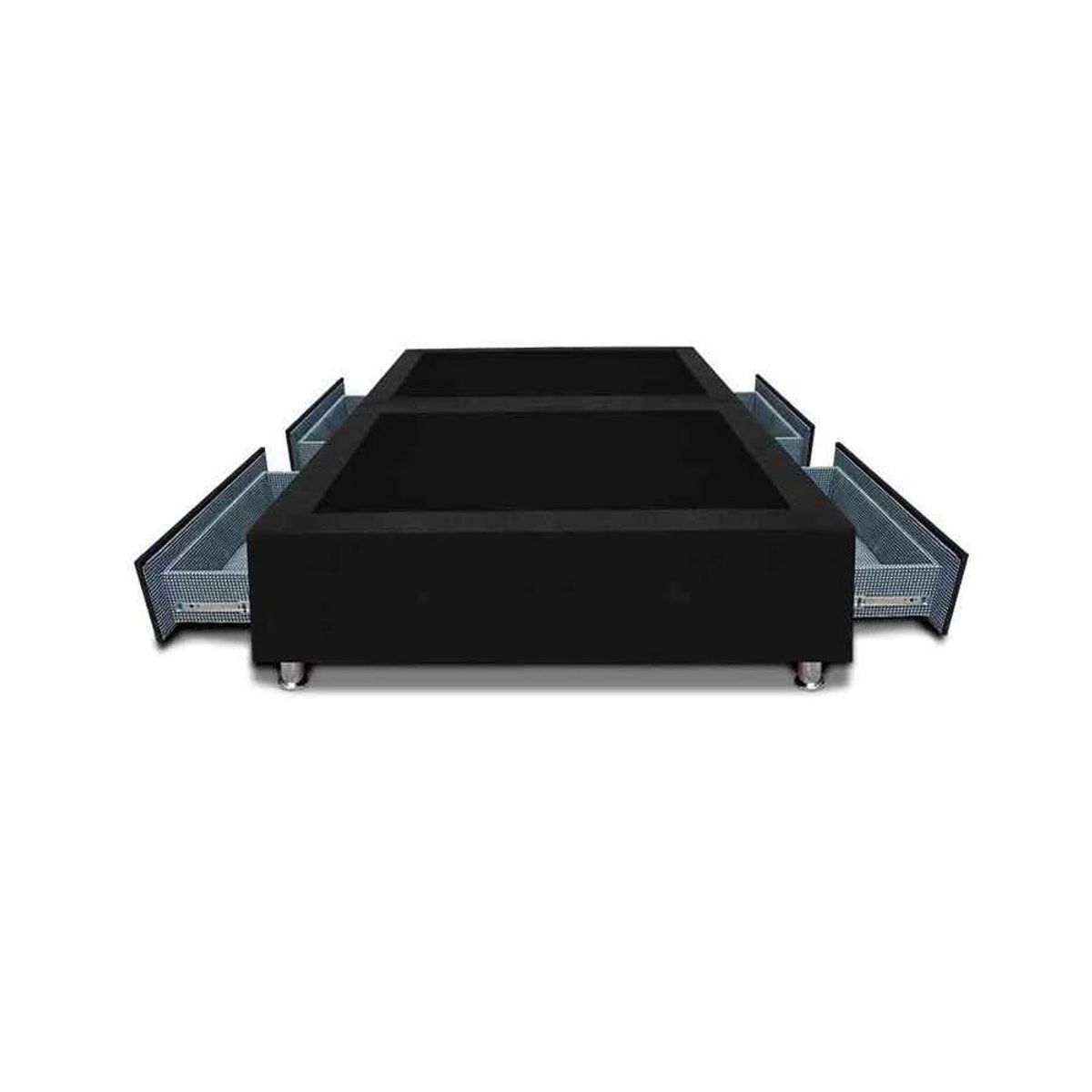 MAGIC CLASS - BASE CAMA DIVIDIDA CON 4 CAJONES LATERALES 200x200 ECOCUERO NEGRO.