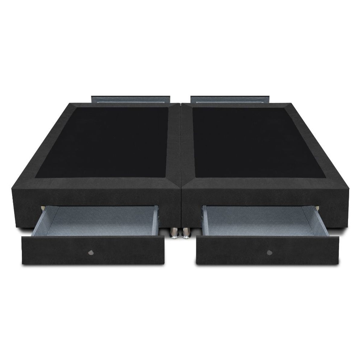 MAGIC CLASS - BASE CAMA DIVIDIDA CON 4 CAJONES LATERALES 200x200 ECOCUERO NEGRO.