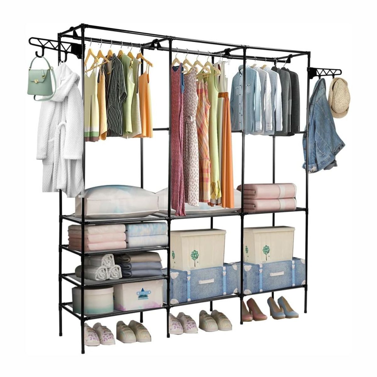 GENERICO - Estante Para Ropa Organizador Zapatero Y Perchero 3 Niveles