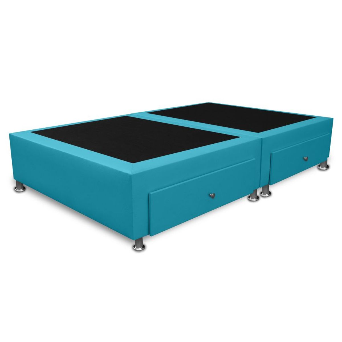 MAGIC CLASS - BASE CAMA DIVIDIDA CON 4 CAJONES LATERALES 200x200 MICROFIBRA AZUL