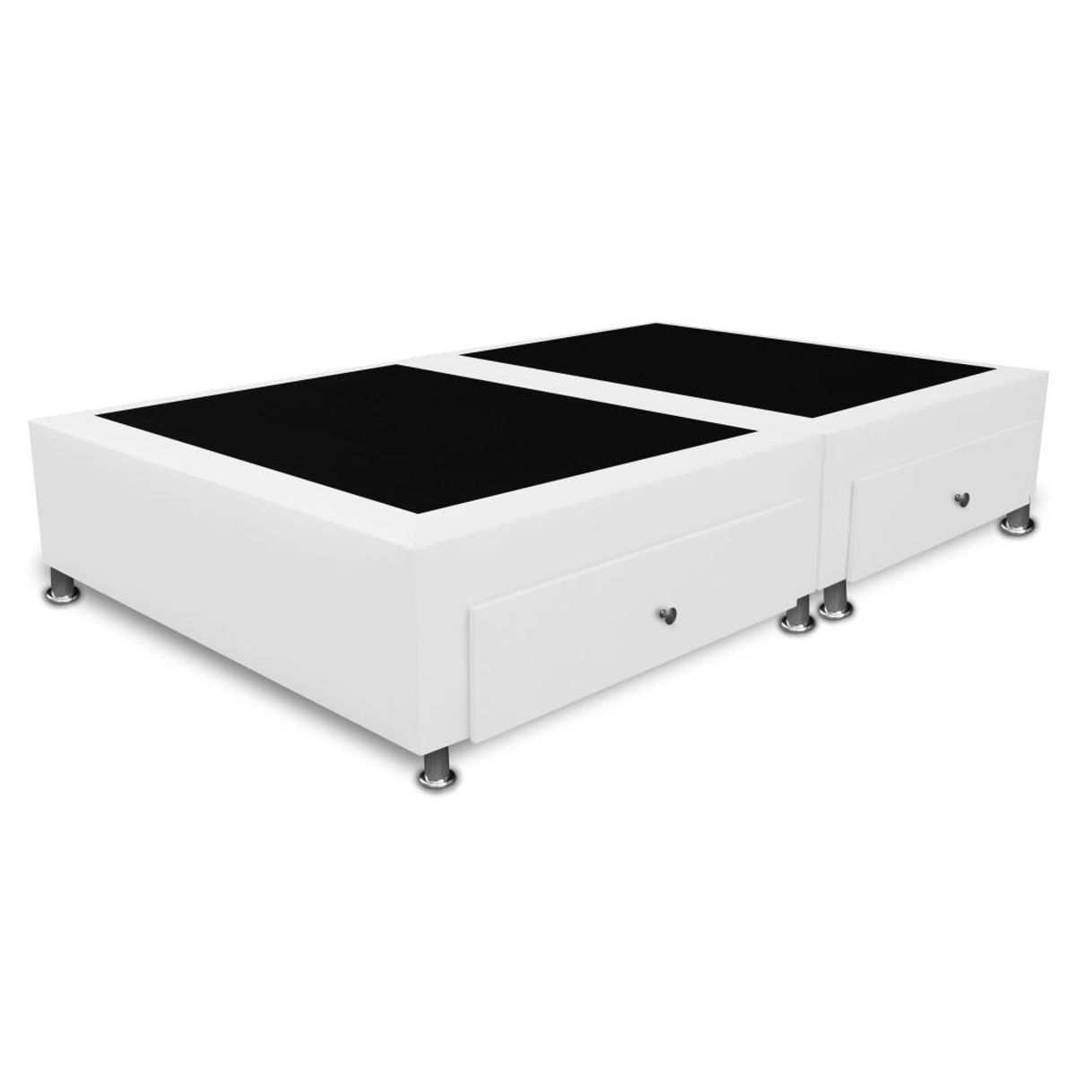 MAGIC CLASS - BASE CAMA DIVIDIDA CON 4 CAJONES LATERALES 200x200 MICROFIBRA BLANCO